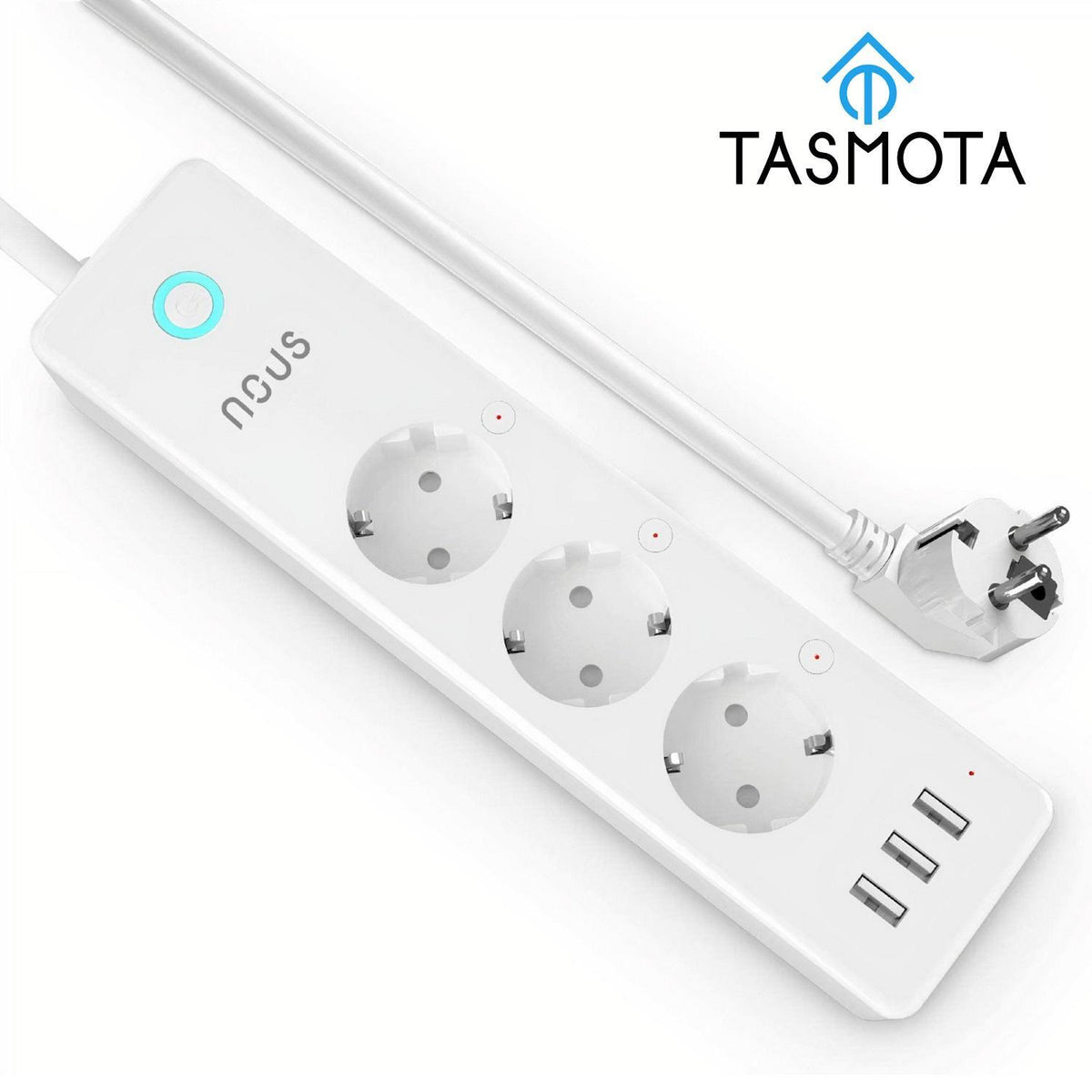 NOUS A5 smarte Steckerleiste Tasmota 15A/Messung/3xSchuko/3xUSB (A5T)