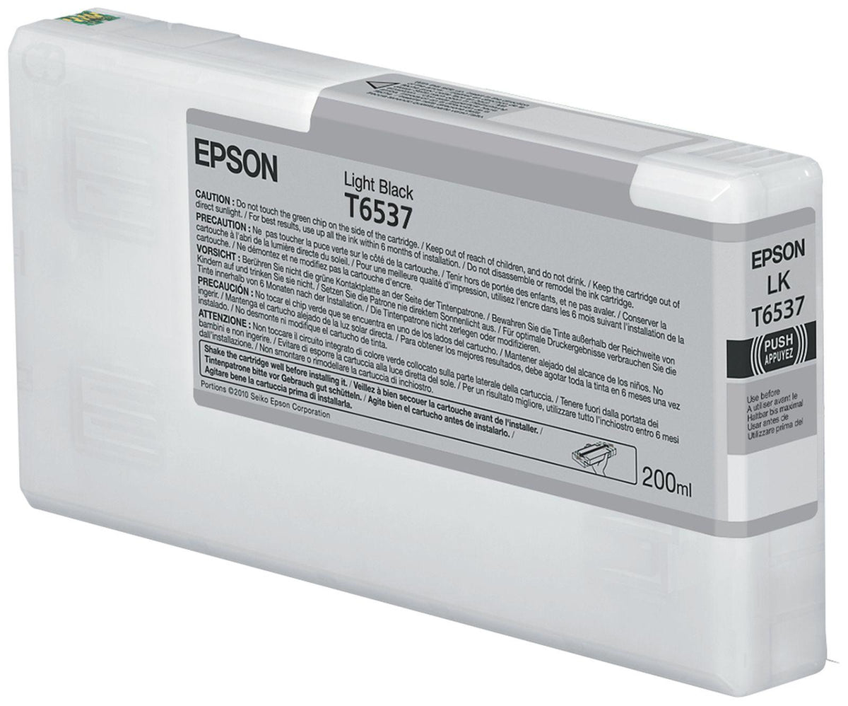 Epson T6537 Light Black-Tintenpatrone (200 ml), Standardertrag, Schwarz, Tinte auf Pigmentbasis, 200 ml, 1 Stück(e), Einzelpackung