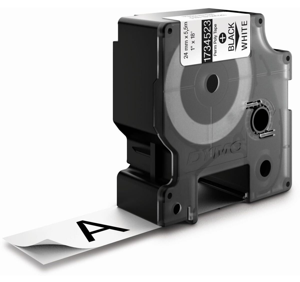 DYMO Rhino Industrie Permanente Polyesteretiketten | 24 mm x 5,5 m | Schwarz auf Weiß | selbstklebendes Schriftband | für Rhino und LabelManager Beschriftungsgerät, Schwarz auf weiss, Mehrfarbig, Polyester, -40 - 150 °C, UL 969, DYMO