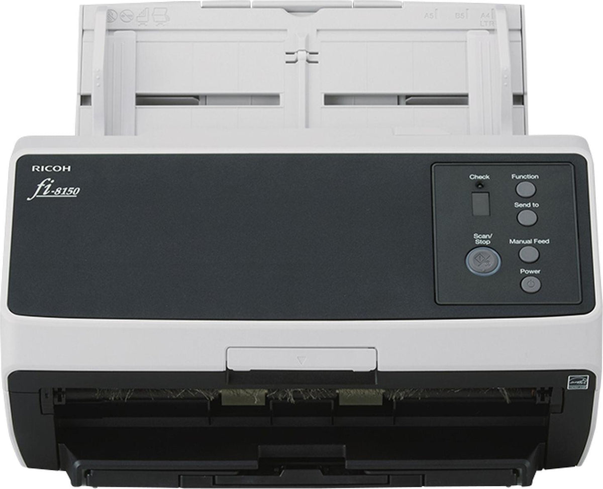 Ricoh FI-8150, 216 x 355,6 mm, 600 x 600 DPI, 50 Seiten pro Minute, Graustufen, Monochrom, ADF + Scanner mit manueller Zuführung, Schwarz, Grau