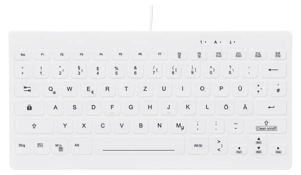 Contour Design Active Key Contour QuickClean Medizinische Tastatur Abnehmbare Abdeckung Mini Kabelgebunden Weiß DE C4112, Mini, Kabelgebunden, USB, Scherenschalter, QWERTZ, Weiß