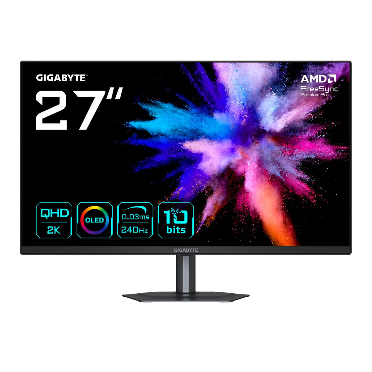Gigabyte GO27Q24A Gaming Monitor Flat, 67,8 cm (27), 2.560 x 1.440 QD-OLED, 0,03ms, neig-, schwenk-, höhenverstellbar, Pivot, HDMI, DP