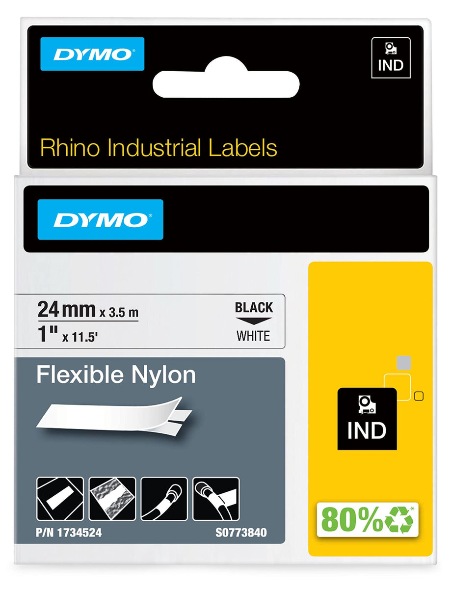 DYMO IND Flexibles Nylonband, Schwarz auf weiss, Mehrfarbig, Nylon, -10 - 80 °C, UL 969, DYMO