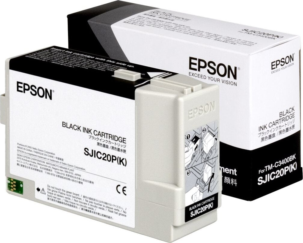 Epson SJIC20P(K) Black Tintenpatrone für TM-C3400BK, High (L) Yield, Schwarz, Tinte auf Pigmentbasis, 78,7 ml, 1 Stück(e), Einzelpackung